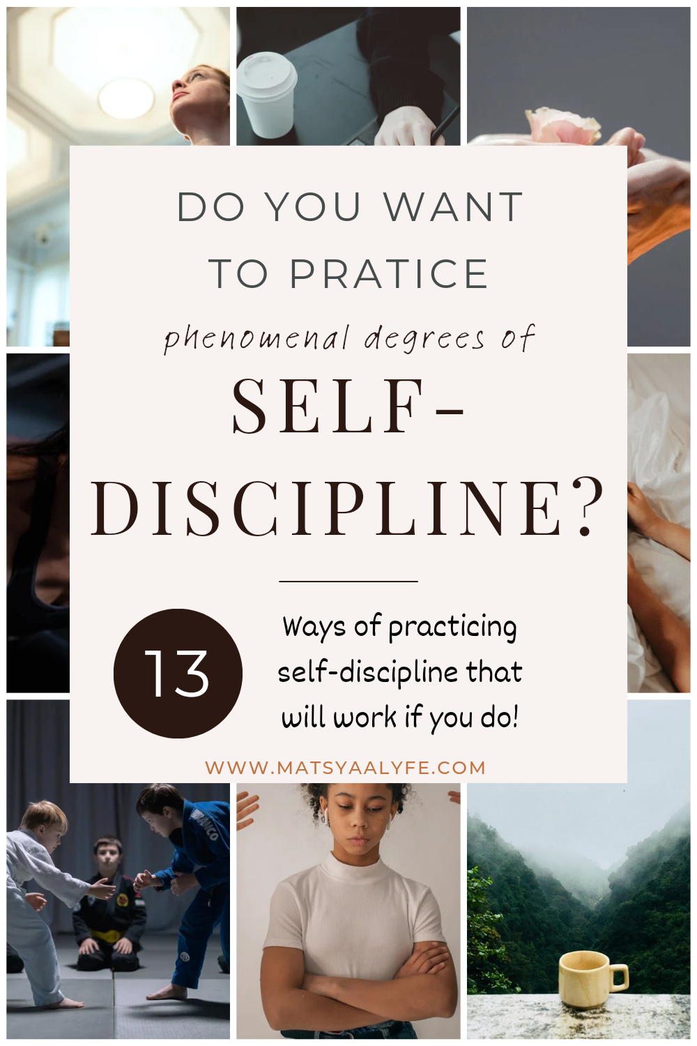 A collage of photos of people practicing self-discipline